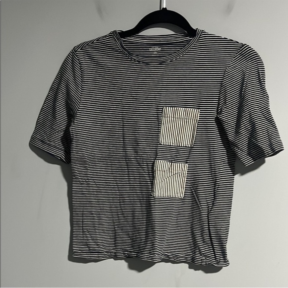 Kate Spade Saturday Navy and White Two Pocket Stripe Tee - Picture 1 of 4